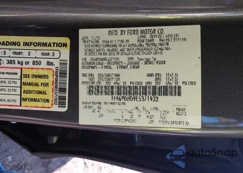 2014 Ford Fusion Se z USA, uszkodzony, nr VIN 1FA6P0HD9E5371932